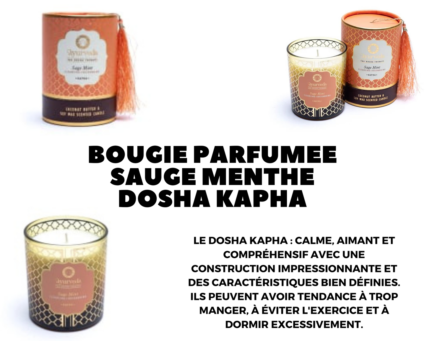 Bougie parfumée Kapha Sauge menthe Ayurveda
