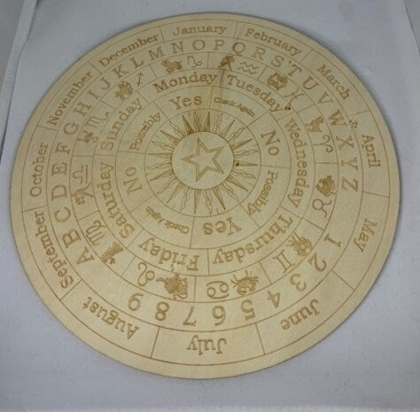 Planche divinatoire pendule radiesthésie bois 25 cm
