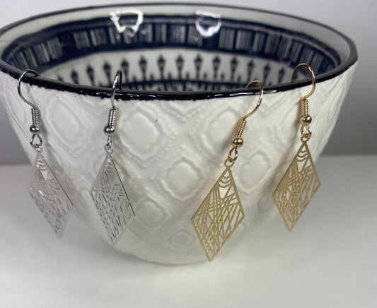 Boucles d'oreilles pendantes Losange