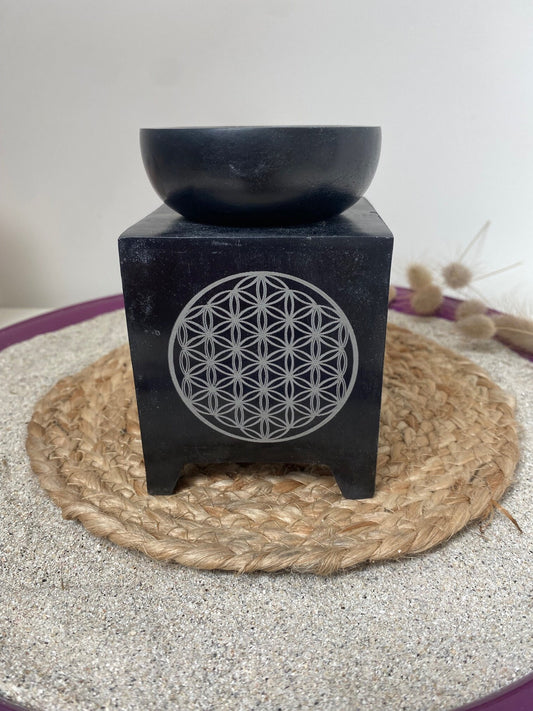 Brûle-Parfum en pierre à savon Fleur de Vie